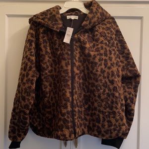 NWT Lou & Grey by LOFT leopard hooded jacket